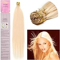 Remy Pre Bonded Keratin Stick I-tip Human Hair Extensions Straight 100s(16''0.4g/s,#60 White Blonde)