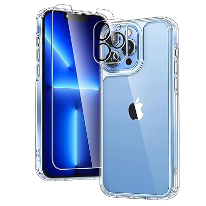 TAURI 5 in 1 for iPhone 13 Pro Case Crystal Clear, [Not-Yellowing] [Military Grade Protection] Slim Shockproof Phone Lanyard Case for iPhone 13 Pro, 6.1 inch