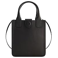 Fred Segal Women's Tote Bag, Vertical Leather Travel Side Purse Handbag with Adjustable Shoulder Strap, Black
