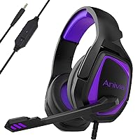 PS4 Headset, MH602 Gaming Headset,Xbox one Stereo Gaming Headphone with Noise Cancelling with in-line Control for PS4 PS5 Xbox 1 PC Laptop Mac(Black Purple) (Renewed)