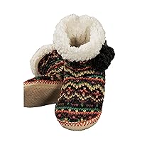Womens Knit Shearling Lined Bootie Slippers Muk-Luk Slipper Booties