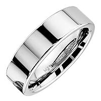 Tungsten Ring Flat Pipe Cut For Men/Women Mirror Polished 3, 4, 6, or 8mm Wedding Band