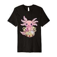 Kawaii Axolotl Eating Ramen Noodles Anime Japanese Gift Girl Premium T-Shirt