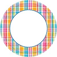 AmscanBright Border Party Round Plates, 10