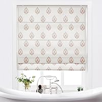 Stefana Silber x TWOPAGES Cordless Roman Blinds Shade Printed Roman Shade for Windows Bedroom French Door Custom Roman Shade Light Filtering Blackout Roman Shade Fabric Window Shade, Large Block Pink