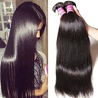 UNICE 10A Straight Human Hair Weave 4 Bundles 30 30 30 30inch, Malaysian Virgin Unprocessed Human Hair Wefts Hair Extensions Natural Black Color