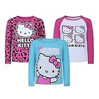 Hello Kitty Sanrio Girls’ 3 Pack Long Sleeve Shirt for Infant, Toddler, Little and Big Girls – Pink/Blue/White