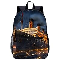 Titanic Cruise Ship Voyage Travel Laptop Backpack Lightweight 17 Inch Casual Daypack Shoulder Bag for Men Women