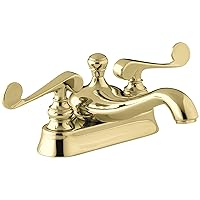 KOHLER K-16100-4-PB Revival Centerset Lavatory Faucet, Vibrant Polished Brass