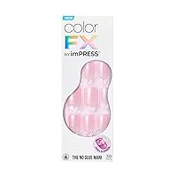 KISS imPRESS No Glue Mani Press-On Nails, Color FX, Pop Star', Light Pink, Short Size, Squoval Shape, Includes 30 Nails, Prep Pad, Instructions Sheet, 1 Manicure Stick, 1 Mini File