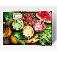 Kitchen Wall Decor Canvas Art, Colorful Fruit Canvas Print for Dining Room Decor, Contemporary Fruit Picture Kitchen Framed Painting for Restaurant Decor-Ready to Hang (32x48 Inches)