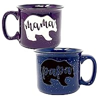 Mama Bear & Papa Bear 15 oz Coffee Mug Set - Cute Coffee Cup Gift Set for Men and Women - Unique Fun Gifts for Couples, Parents, Grandparents for Birthdays, Mother's Day, Father's Day, Christmas