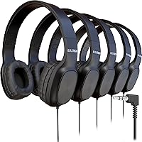 Wired On-Ear Leather Headphones with 3.5mm Connector, Oval Metal Housing, Bulk Wholesale, 50 Pack, Black Color
