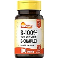 Sundance Vitamin B-Complex 100% Daily Value | 100 Tablets | Vegetarian, Non-GMO, and Gluten Free Supplement