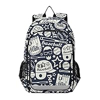 ALAZA Vintage Baseball W/Hat Bat Pattern Laptop Backpack Purse for Women Men Travel Bag Casual Daypack with Compartment & Multiple Pockets