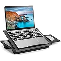 Adjustable Lap Desk - with 6 Adjustable Angles, Detachable Mouse Pad, & Dual Cushions Laptop Stand for Car Laptop Desk, Work Table, Lap Writing Board & Drawing Desk on Sofa or Bed by HUANUO