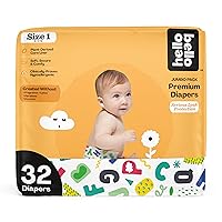 Hello Bello Premium Baby Diapers Size 1 I 32 Count of Disposeable, Extra-Absorbent, Hypoallergenic, and Eco-Friendly Baby Diapers with Snug and Comfort Fit I Alphabet Soup