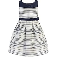 Thin Striped Woven Satin Waistband Bow Little Girl Special Occasion
