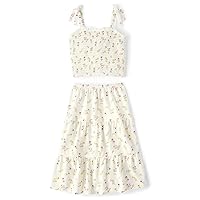 The Children's Place Girls' Smocked Top and Flowy Midi Skirt 2-Piece Set