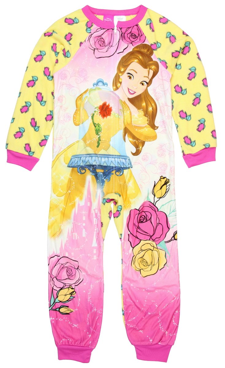 Disney Princess Belle Little & Big Girls One Piece Fleece Sleeper Pajama (6/6X)