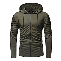 Zip Up Hoodies for Men Lightweight Hooded Full-Zip Sweatshirt Jacket Slim Fit Athletic Hoodie Tops Drawstring Coat