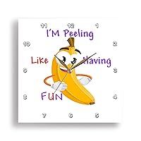 3dRose Image of Cartoon Banana with Words I Am Peeling Like Having Fun - Wall Clocks (DPP_349117_2)