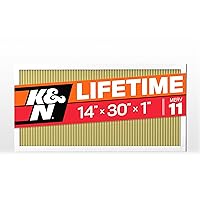 K&N 14x30x1 HVAC Furnace Air Filter, Lasts a Lifetime, Washable, Merv 11, the Last HVAC Filter You Will Ever Buy, Breathe Safely at Home or in the Office, HVC-11430