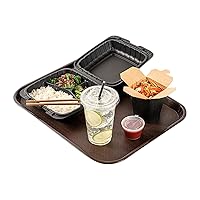 Restaurantware RW Base 14 x 18 Inch Fast Food Tray 1 Sturdy Cafeteria Lunch Tray - Lightweight No Slip Brown Plastic Serving Tray Rounded Corners for Restaurants Or Dinner Service