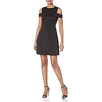 Halston Heritage Women's Fit and Flare Cold Shoulder Dress