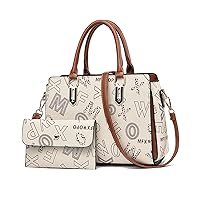 Nicole & Doris Women's Shoulder Bag, Handbag with Wallet, 2-Piece Set, Cross-Body Design, 2-way, PU Leather, Large Capacity, Compartments, Handbag, Shoulder Bag, Waterproof, Elegant, Unisex, Standing,