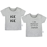Pack of 2, Ice Ice & I Am Mexican and This is My Juansie Funny Print Tshirt, Infant Baby T-Shirts, Toddler Graphic Tee Tops