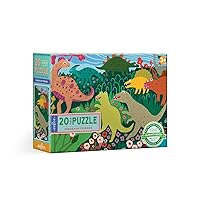 eeBoo: Dinosaur Friends 20 Piece Big Puzzle, Perfect Project for Little Hands, Aids in The Development of Pattern, Shape and Color Recognition, for Ages 3 and up