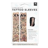 Prank-O Fake Temporary Tattoo Sleeves, Pair, Holiday Season Arm Accessory, Stretchy Material, Comfortable and Easy Slip On and Off, Christmas Parties