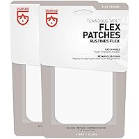 Tenacious Tape Flex Heavy Duty Patches for Fixing Holes and Rips in Outdoor Fabrics, Vinyl, Pool and Snow PVC Inflatables, Peel-and-Stick, Clear, Two 3