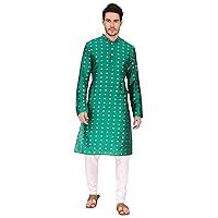Elina fashion Men's Art Silk Kurta Pajama (Bottom) Woven Set - Designer Indian Diwali Traditional Ethnic Wear