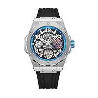 Welly Merck Herrenuhr Luxus Automatik Mechanische Uhr Leuchtende Uhr Wasserdicht Saphir Uhr Planet Serie-Mercury, Blau