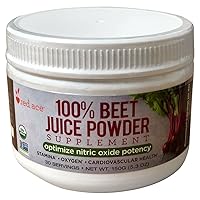 100% Certified Organic Beet Juice Supplement Powder/Nitric Oxide Booster/Helps Stamina, No Sugar Added, Non GMO, 5.3 oz Jar
