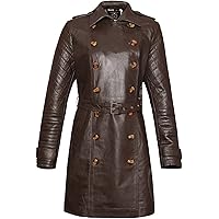 Visionary Modish Women's Fashion Trench Coat Style Genuine Sheepskin Real Leather Coat - VM19228460