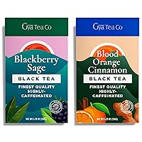 Gya Tea Co Blackberry Sage Black Tea & Ginger Peach Black Tea Set - Natural Loose Leaf Tea with No Artificial Ingredients - Brew As Hot Or Iced Tea