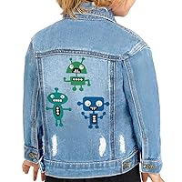 Funny Robots Toddler Denim Jacket - Cute Print Clothing - Outfit for Robotics Lover