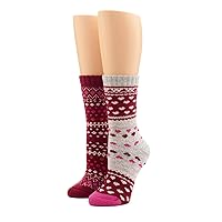 HUE Women’s Soft Chunky Crew Sock 2 Pair Pack, One Size, Burgundy/Fuchsia