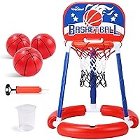 Pool Basketball Hoop with Backboard,3 Balls &Pump for Summer,Kids Swimming Pool Basketball Hoop Set,Pool Games Toys for Kids Adults Ages 6-8 12
