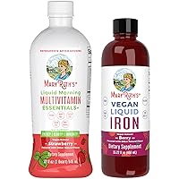 MaryRuth's Strawberry Liquid Multivitamin for Adults & Kids and Liquid Iron Supplement for Women, Men & Kids, 2-Pack Bundle for Immune Support + Energy and Iron Deficiency, Sugar Free, Vegan, Non-GMO