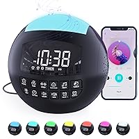 5-in-1 White Noise Machine with 2 Alarm Clock for Baby Adults Kids,42 Natural Soothing Sleeping Sounds with 7 Colors Night Light,8 Timers,Bluetooth Sound Machine for Travel Office Privacy,2 USB Ports