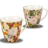 pottery pair mugs flower packed (japan import)