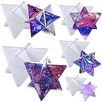 Merkaba Star Resin Silicone Molds 5-in-Set 3D Chakra Stones Epoxy Tray Assorted Sizes for Healing Crystal Necklace Pendant Soap Jewelry Making
