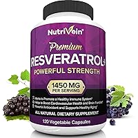 Resveratrol 1450mg - Antioxidant Supplement 120 Capsules – Supports Healthy Aging & Promotes Immune, Brain Boost & Joint Support - Made with Trans-Resveratrol, Green Tea Leaf, Acai Berry