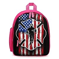 Firefighter Flag Mini Travel Backpack Casual Lightweight Hiking Shoulders Bags with Side Pockets
