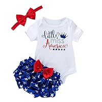 BeQeuewll Infant Newborn Baby Girl 4th of July Outfits Letter Romper Tutu Bloomers Shorts Set Independence Day Summer Clothes