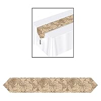 Beistle Club Pack of 12 Cream Brown Outdoor Graphic Around The World Table Runners 6’
